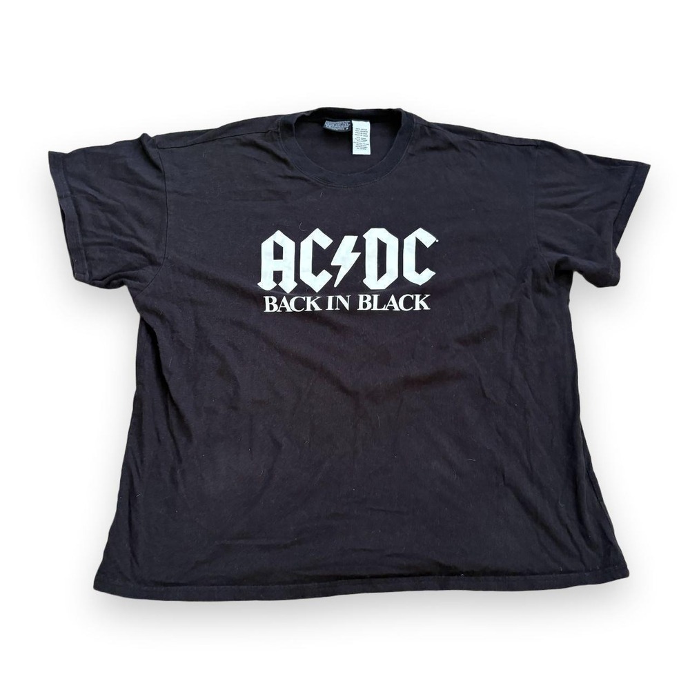 Vintage 2005 AC/DC Back in Black Band T-Shirt Black Rockware Graphic Tee Mens L